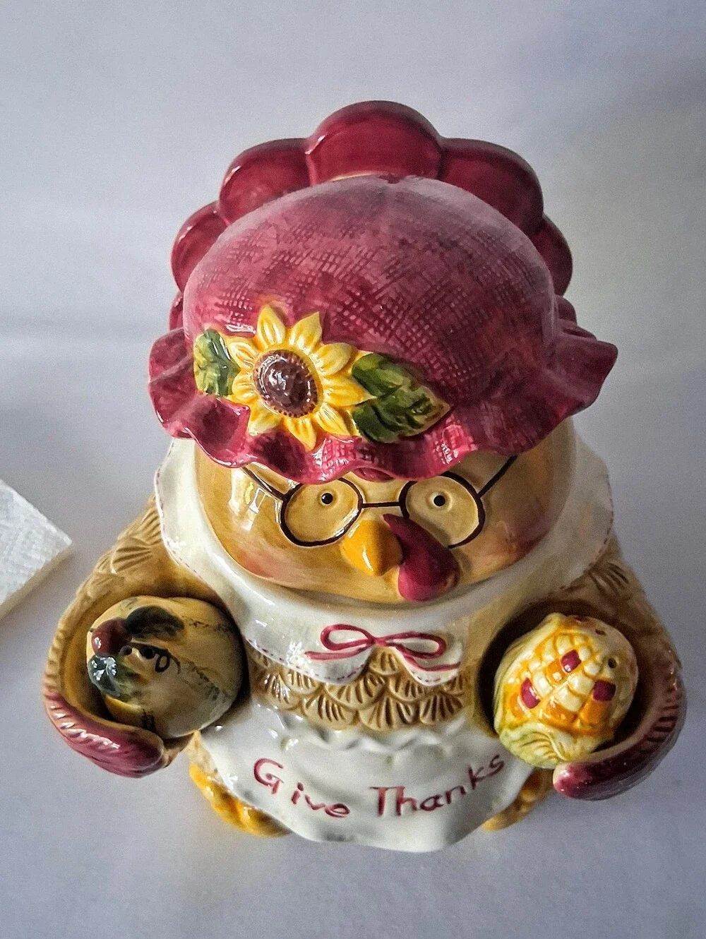 Vintage (Like New!) Ceramic Cookie Jar, Salt & Pepper, & Napkin Holder - Picture 5 of 12